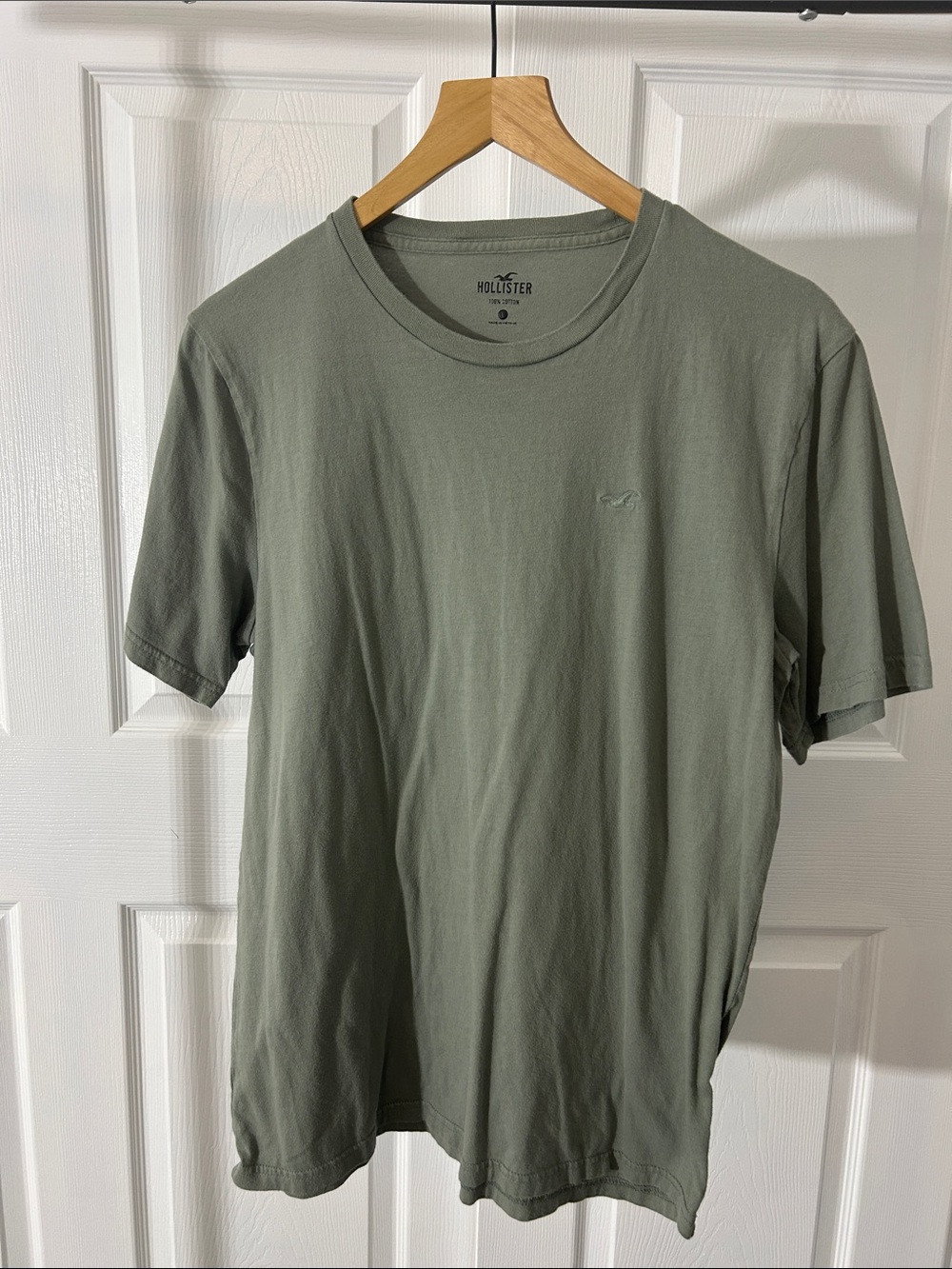 Hollister Cotton Icon Crew T-Shirt Men's Short Sleeve Tee Green Large
